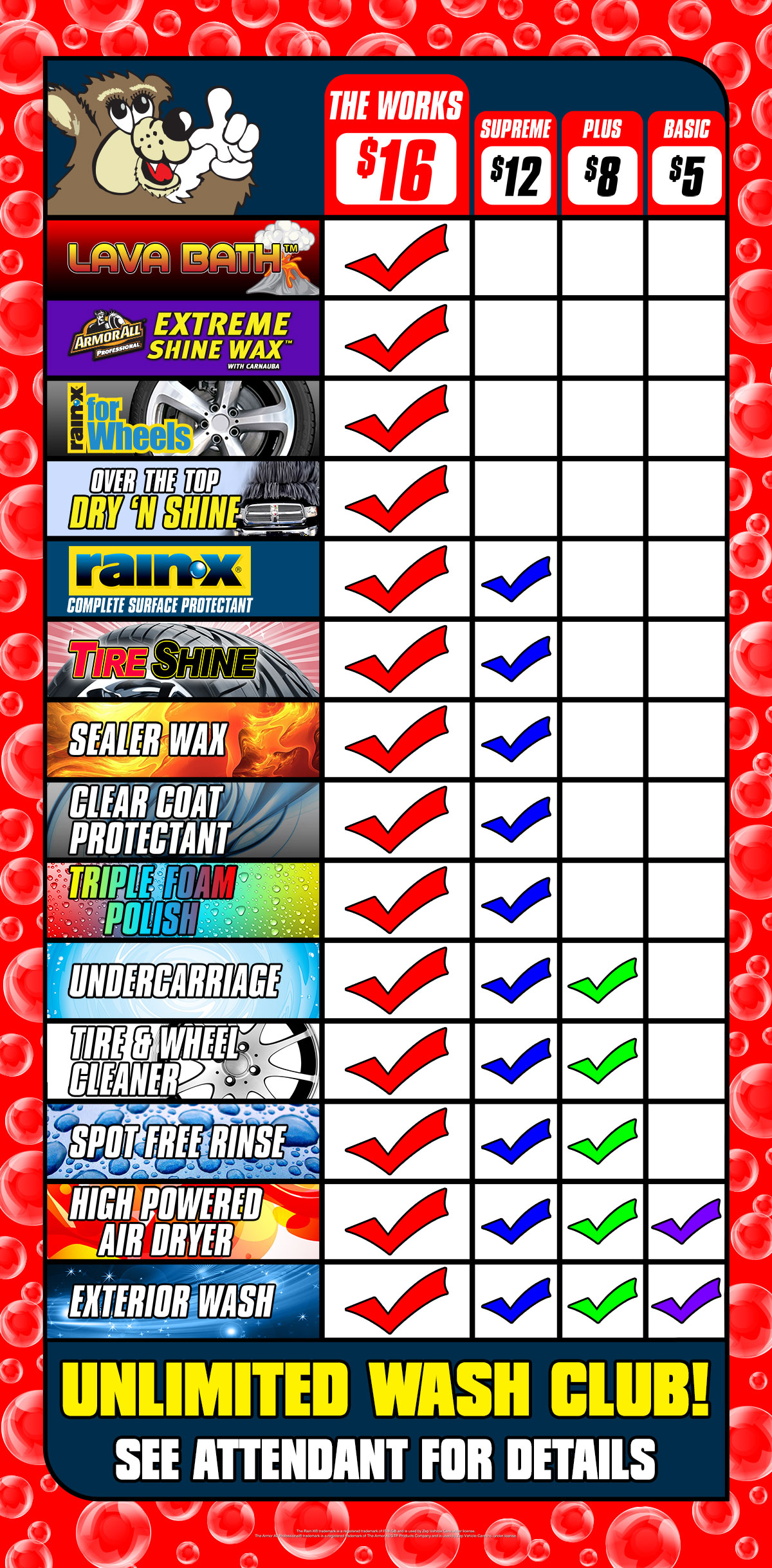 Elkton, MD Car Wash Menus